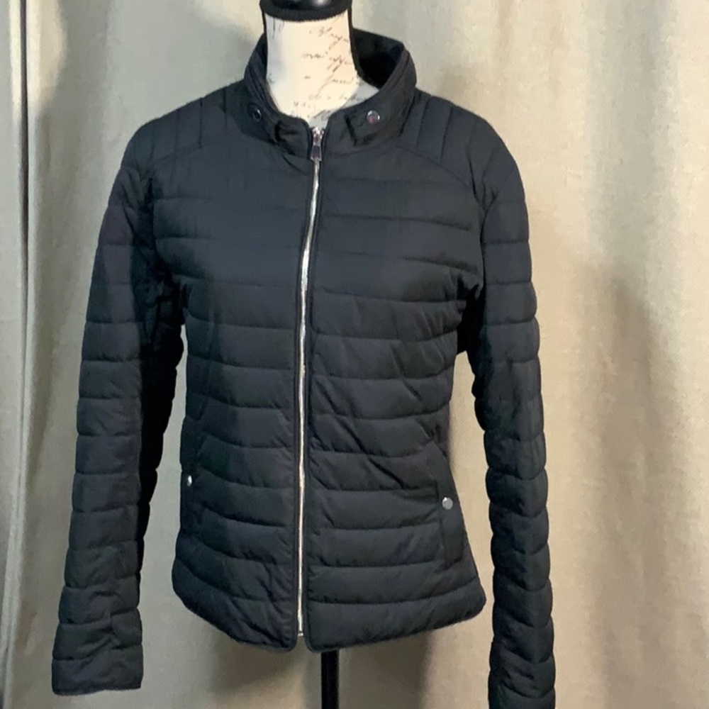 New Moto Puffer jacket Black XL silver New York and Co